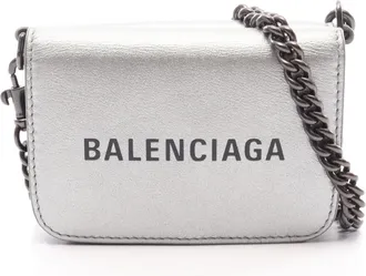 Balenciaga Silver Leather Chain/Shoulder Wallet (Pre-Owned)