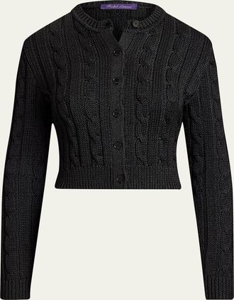 Ralph Lauren Collection Cable Knit Silk Crop Cardigan