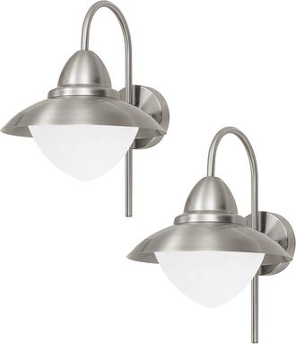 Loops 2 PACK IP44 Outdoor Wall Light Stainless Steel Opal Fisherman 60W E27 Lamp in Metallics