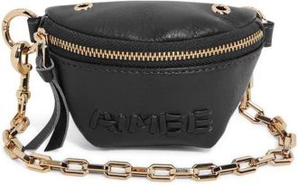 Aim&eacute;e Zip Sling Leather Bag Charm in Black Crinkle at Nordstrom