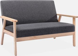Sweeek Sof&aacute; O Banco Con Tela Y Patas De Madera, 2 Plazas