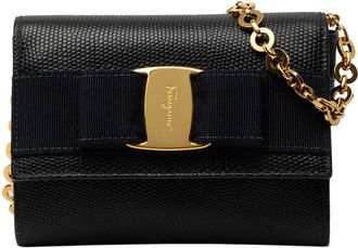 Ferragamo Pre-owned Ferragamo Mini Textured Leather Vara Bow Convertible Chain Crossbody Ladies OFTYU504W5WO9U8S