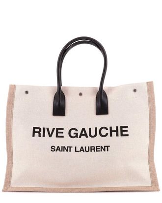 Saint Laurent Beige Canvas Rive Gauche Shopper Tote Large (Authentic Pre- Loved)