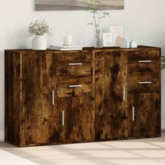 vidaXL Vidaxl - Aparador De Madera De Ingenier&iacute;a 2 Uds Roble Ahumado 60x31x70cm