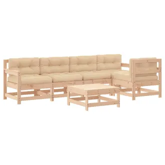 vidaXL Juego De Muebles De Jard&iacute;n 6 Piezas Y Cojines Madera Maciza Vidaxl