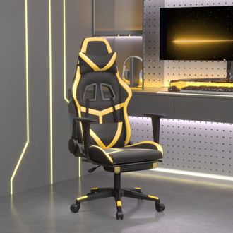 vidaXL vidaXL Sedia da Gaming con Poggiapiedi Nero e Oro in Similpelle