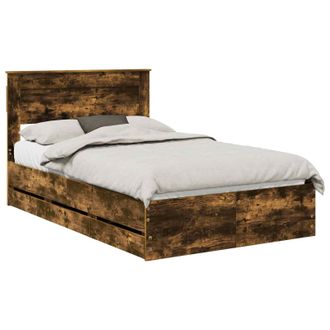 vidaXL Estructura De Cama Roble Ahumado 120 X 190 Cm Madera Ingenieril Vidaxl