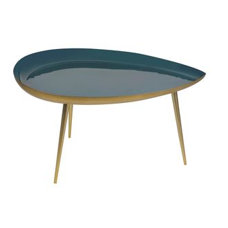Miliboo Mesa De Centro En Acero Lacado Azul Petr&oacute;leo Drop