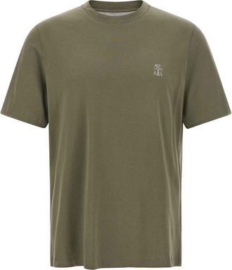 Brunello Cucinelli Green Logo T-Shirt