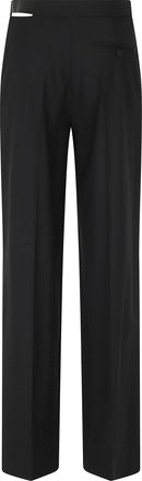 Semicouture Debbie Belted Leather Accent Straight-Leg Pants