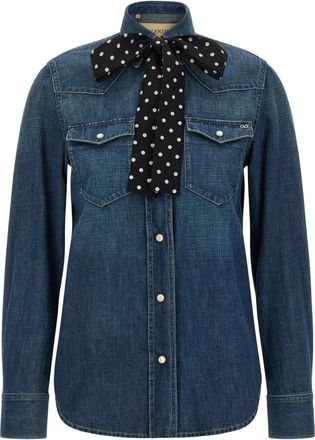 Valentino Garavani VLogo Signature Denim Shirt - Dames - Spijkeroverhemden - Blauw - S - Denim - Overhemden