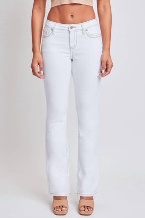 YMI Heavy Stitch Mid-Rise Bootcut Jeans In White