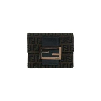 Fendi Pre-owned Wallets, female, Brown, Size: ONE SIZE Pre-owned Zucca Canvas Leather Trifold Wallet
