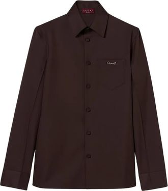 Gucci pocket embellishment shirt - men - Polyester - 48 - Brown