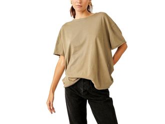 Free People Nina T-Shirts Womens Clothing Olive Stone : MD (Womens 8-10), Cotton