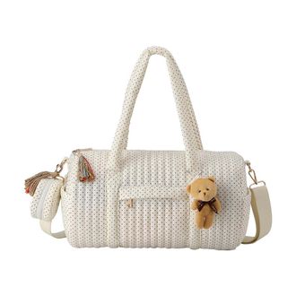 Generic Quilted Travel Bag with Top Handle Shoulder Bag for Women (Black and white dots) (style3)