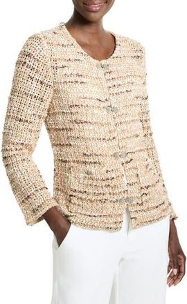 Nic+Zoe Tonal Mix Open Stitch Cotton Blend Knit Jacket in Neutral Multi at Nordstrom Rack, Size X-Small