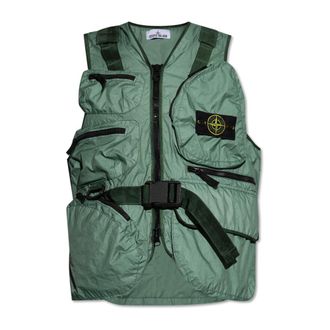 Stone Island Vests, male, Green, Size: XL Vest with Multiple Pockets
