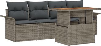 vidaXL Garden Sofa Set with Storage 5 pcs Grey Poly rattan Vidaxl