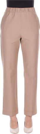Max Mara Cropped Broeken - Dames - Straight fit broeken - Beige - L - Katoen - Broeken