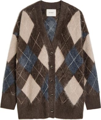 Lisa Yang Elaria Argyle Brushed Cashmere Cardigan - Brown - 2 (UK 12-14 / M-L)