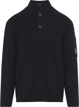 C.P. Company Black Mock Collar Sweater