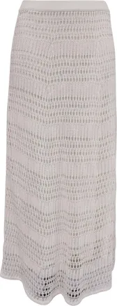 Theory Knit Lace Midi Skirt in Ivory Cotton