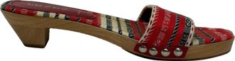 Prada Pre-owned Womens Patterned Wooden Mule Sandals in Multicolor Cotton - Multicolour - Size EU 37