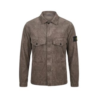 Stone Island Jassen, Heren, Bruin, XL, Katoen, Zip Overshirt