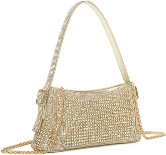 Generic Elegant Crystal Evening Clutch, Rhinestone Embellished Crossbody Purse with Chain Strap, Formal Party Wedding Handbag (Black)