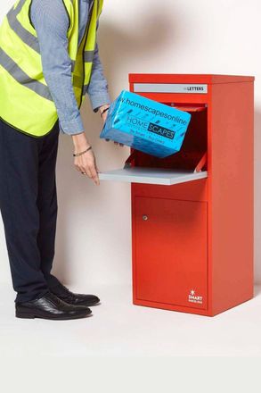 Homescapes Smart Parcel Box Large Front Access Secure Delivery Box in Red