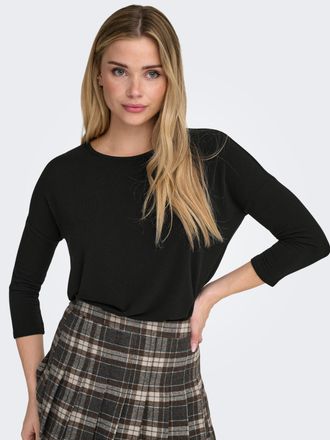 Only 3/4-Arm-Shirt ONLY ONLGLAMOUR 3/4 TOP JRS NOOS, Damen, Gr. XXL, schwarz, Jersey, Obermaterial: 65% Polyester, 30% Viskose, 5% Elasthan, unifarben, fig