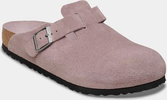 Birkenstock Womens Boston Clogs in Rose Gold Suede - Size UK 5.5