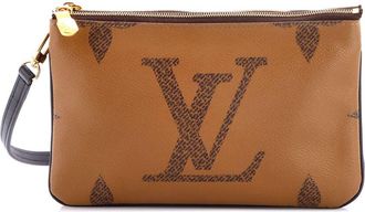 Louis Vuitton Brown Reverse Monogram Giant Double Zip Pochette (Authentic Pre- Loved)