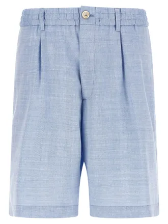 Brunello Cucinelli Blue Linen Bermuda Mens Shorts