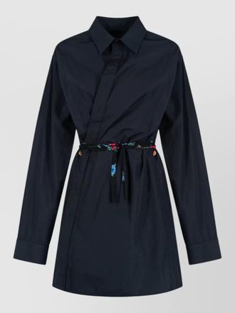 Balenciaga shirt dress asymmetric front collared neck belt