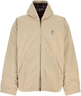 Balenciaga Oversized Logo Print Bomber Jacket - Heren - Zomerjassen - Beige - L - Jassen