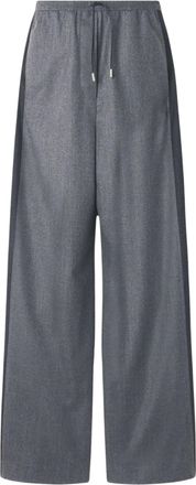 Lanvin Wide Leg Wool Trousers With Elasticated Drawstring Waistband