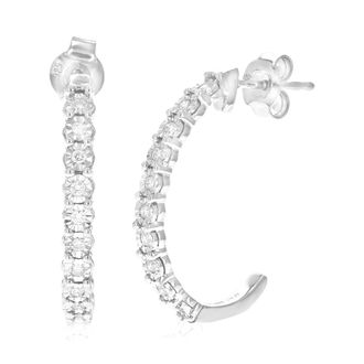 Vir Jewels 1/6 cttw Lab Grown Diamond Hoops Earrings in Sterling Silver With Push Backs For Women