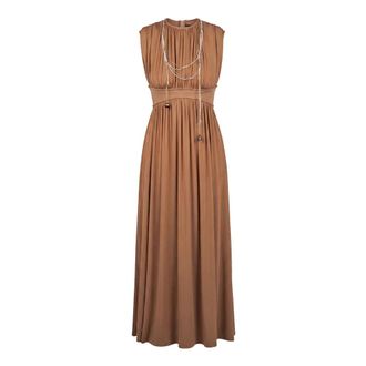 Souvenir Maxi Dresses, female, Brown, Size: S Peplo Maxi Dress