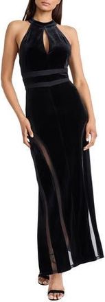 Maggy London Halter Cutout Maxi Dress in Black at Nordstrom Rack, Size 14