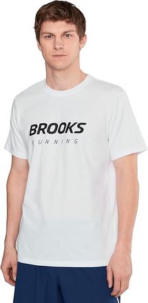 Brooks Graphic Shorts Sleeve Mens Workout White/Black : 2XL, Cotton/Polyester