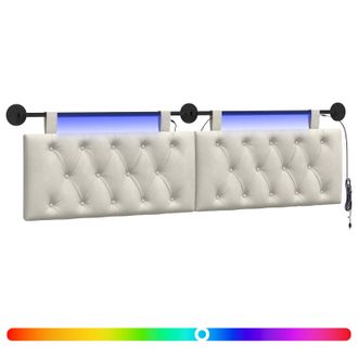 vidaXL Cabecero Colgante Con Luz Led Crema Terciopelo Vidaxl