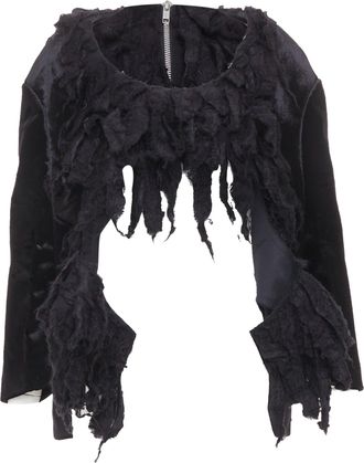 Comme Des Gar&ccedil;ons COMME DES GARCONS 2019 Runway black shredded silk fringe multi sleeve top XS