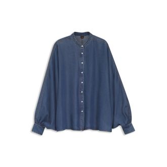 BOSS Relaxed-fit blouse with stand collar