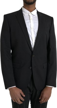 Dolce & Gabbana Mens Black Martini Slim Fit Jacket Coat Blazer Virgin Wool Elastane Clothing