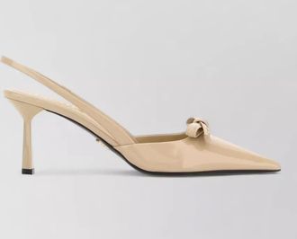 Prada leather pumps pointed toe mid heel bow