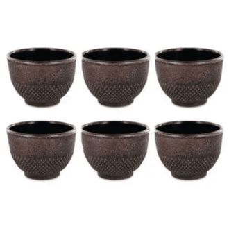 Aromandise 6 tazas de hierro fundido 15 cl negro y bronce
