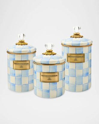 MacKenzie-Childs Sky Check Large Enamel Storage Container