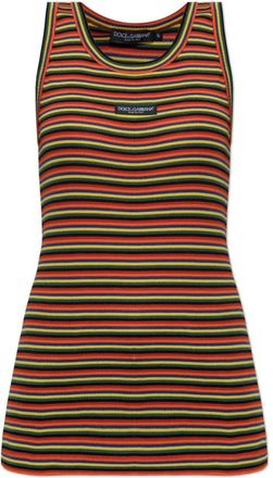 Dolce & Gabbana Top met streepjespatroon - Dames - Tops zonder mouwen - Veelkleurig - M - Katoen - Tops